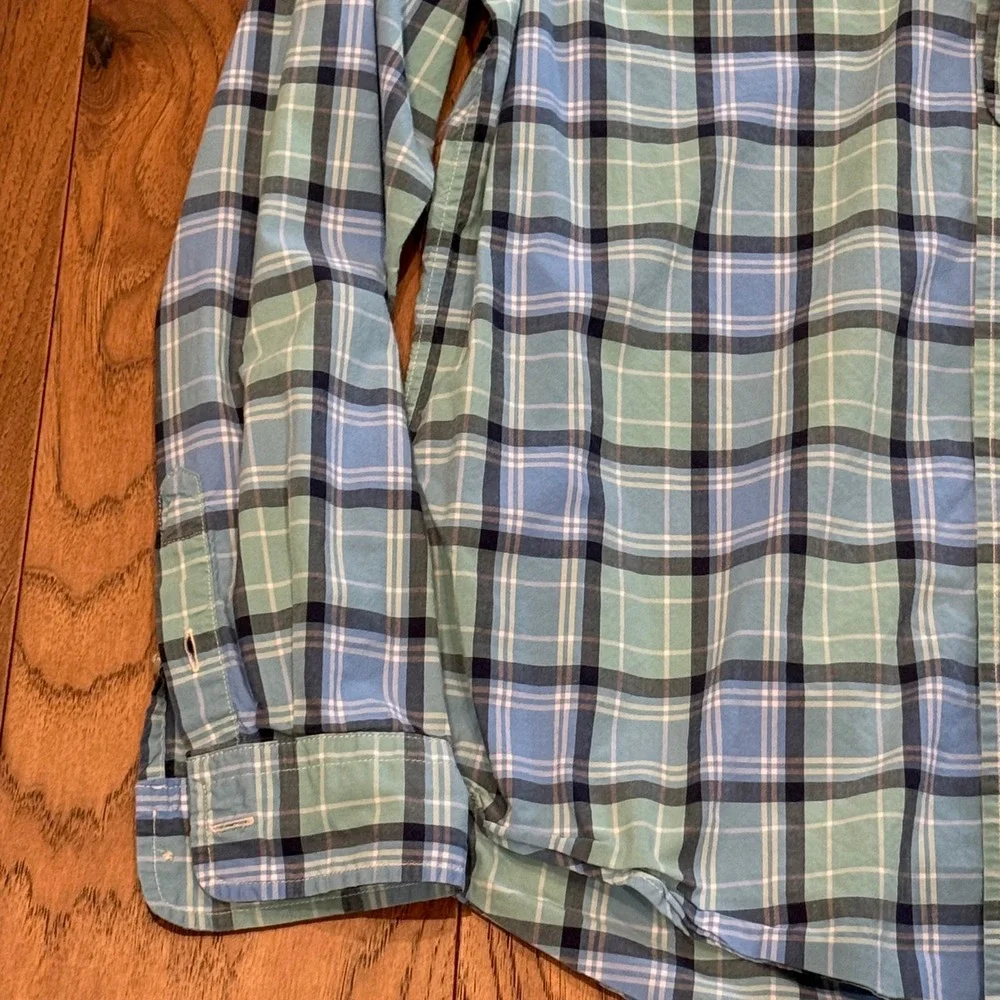 Ralph Lauren Kids XL 18-20 Blue Green Plaid‎ Cotton Button Down Shirt Pony Logo
